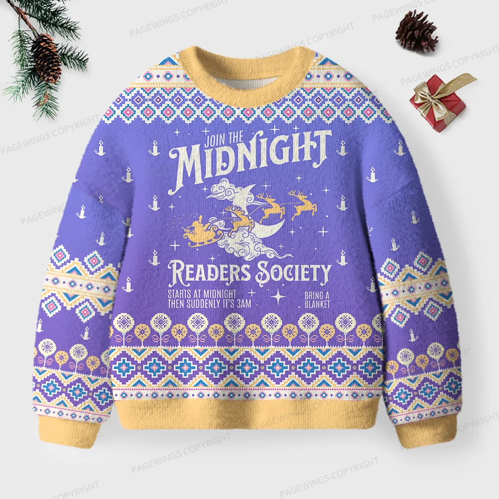Pagewings Join The Midnight Readers Society Unisex Ugly Knit Sweatshirt