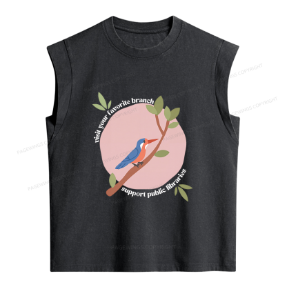 Pagewing Support Public Libraries Women's Washed Tank Top