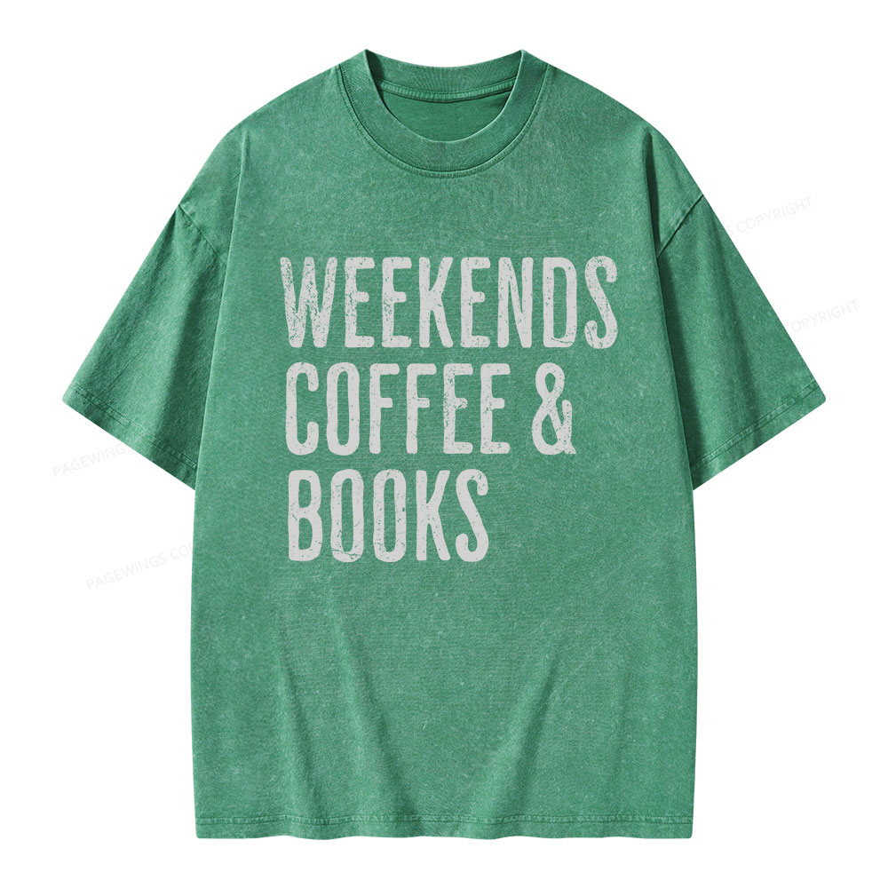 Pagewings Weekends Coffee And Books Unisex Washed T-shirt