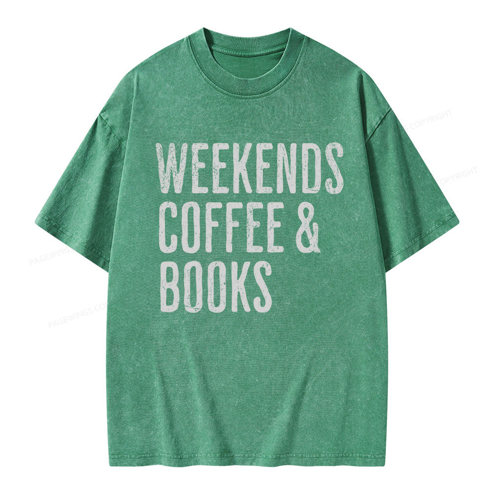 Pagewings Weekends Coffee And Books Unisex Washed T-shirt