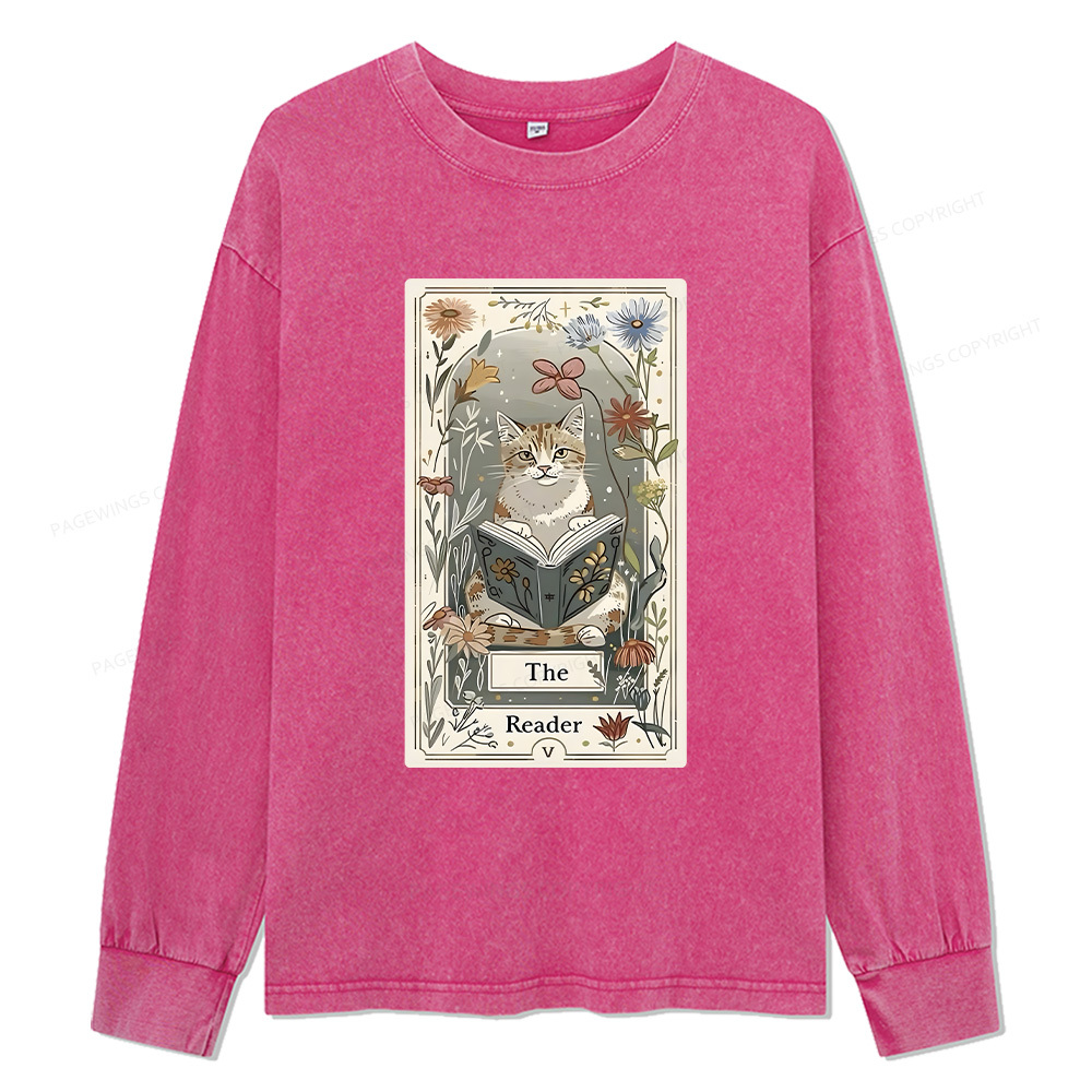 Pagewings The Reader Unisex Washed Long Sleeve T-shirt