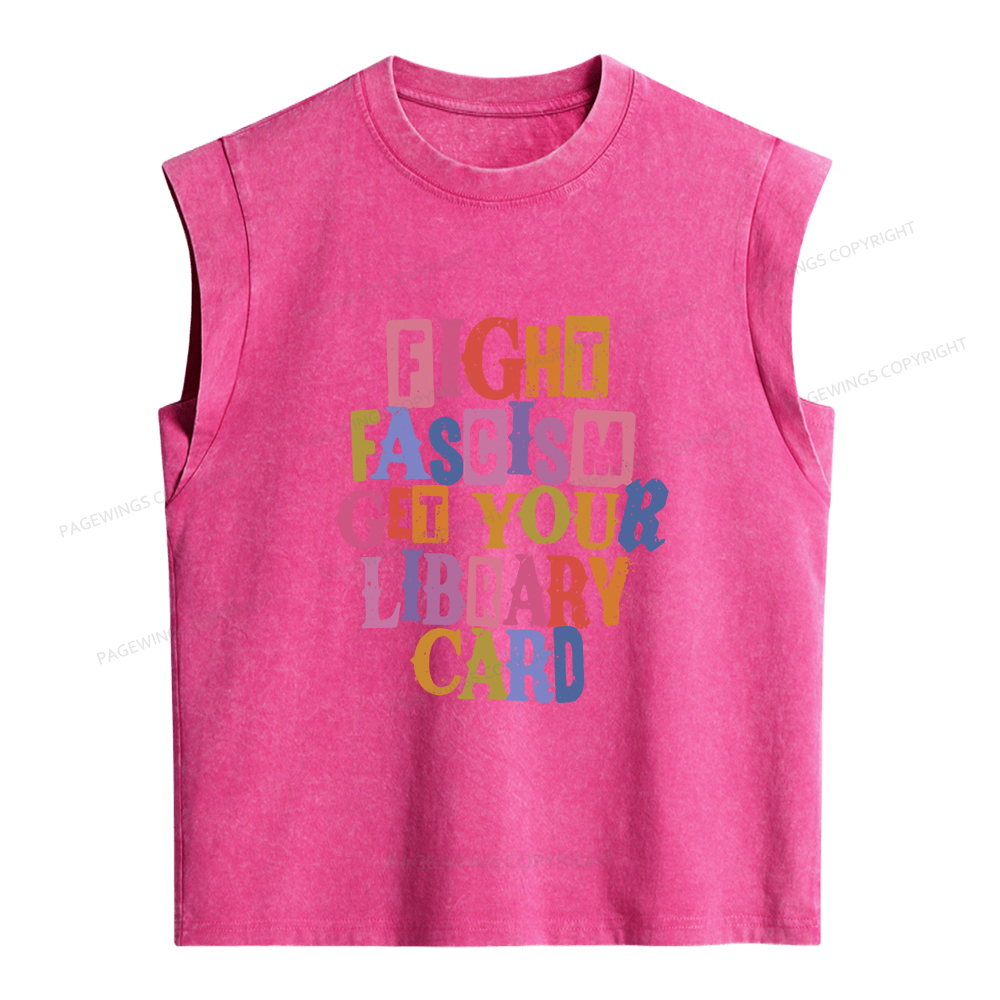 Pagewings Get Your Library Card Women's Washed Tank Top