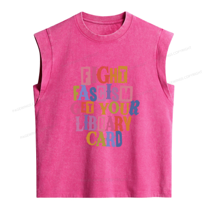 Pagewings Get Your Library Card Women's Washed Tank Top