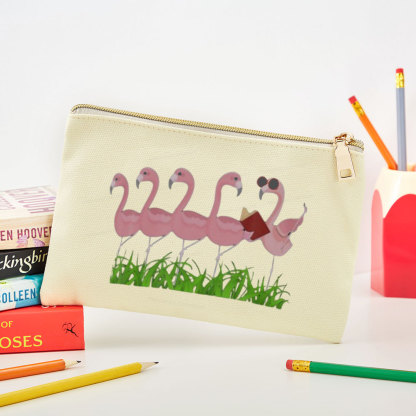 Pagewings Funny Flamingo Reading Book  Pouch