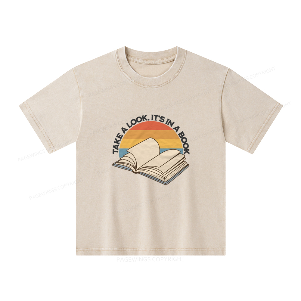 Pagewings Take A Look It's In A Book Unisex Kids Washed T-shirt