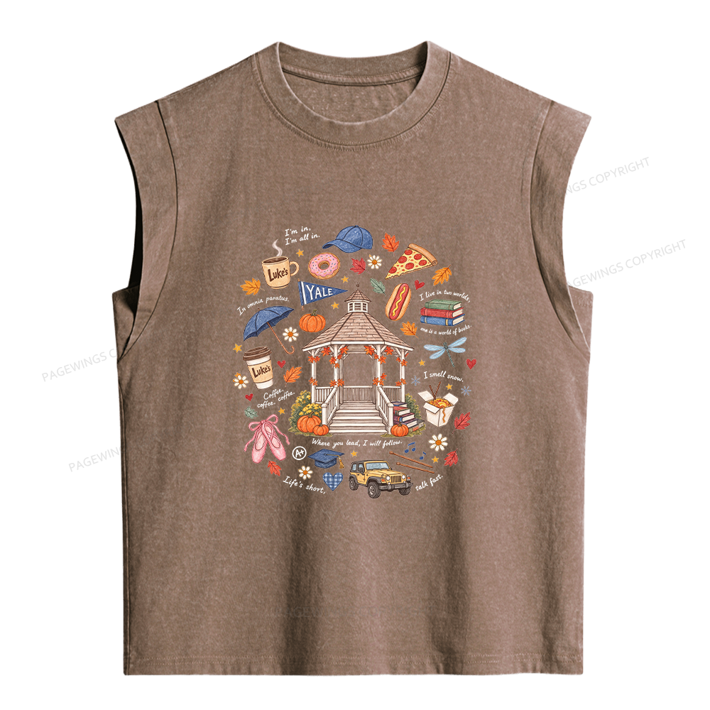 Pagewings Cozy Autumn Book Lover Women's Washed Tank Top