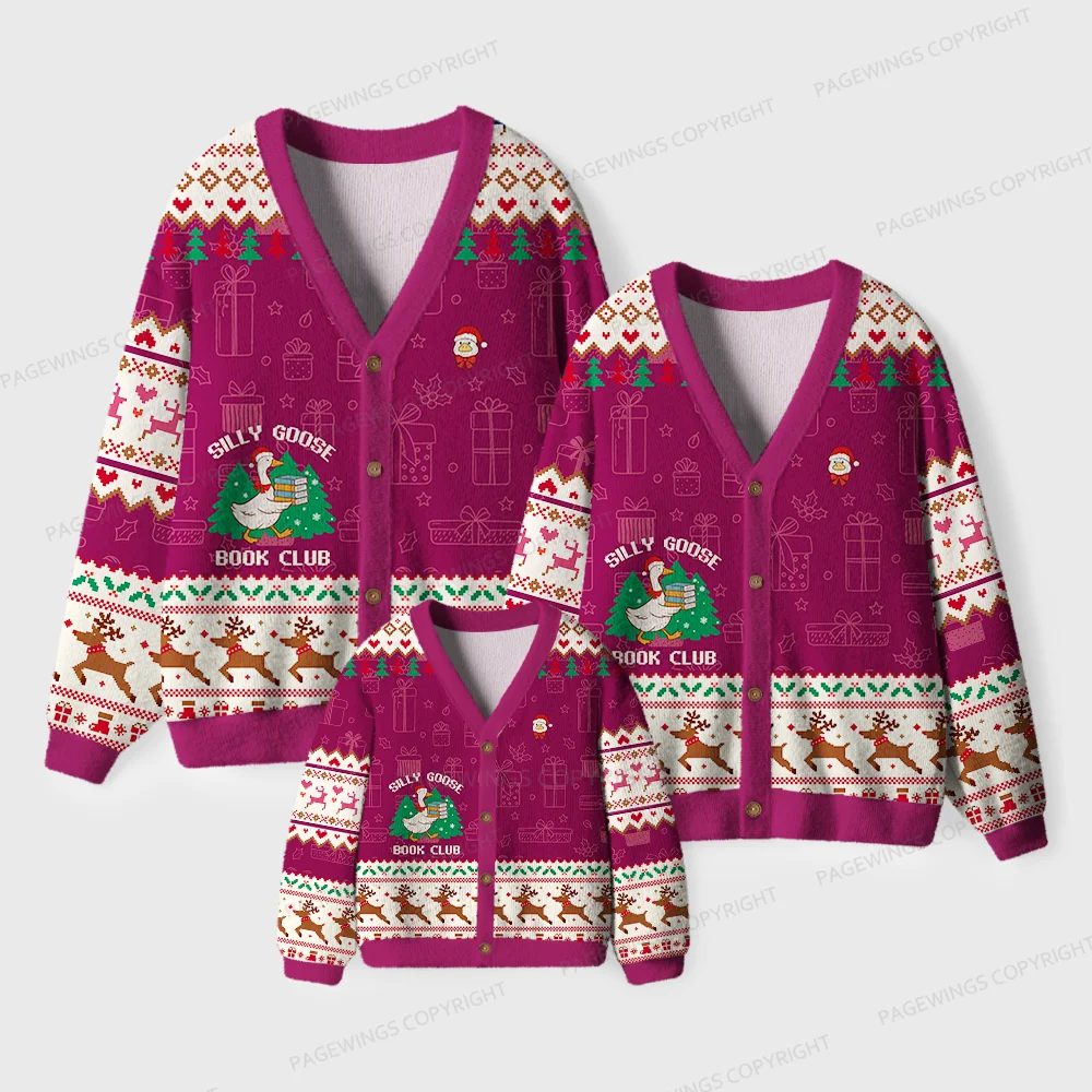Pagewings Silly Goose Book Club Unisex Ugly Cardigan Sweaters