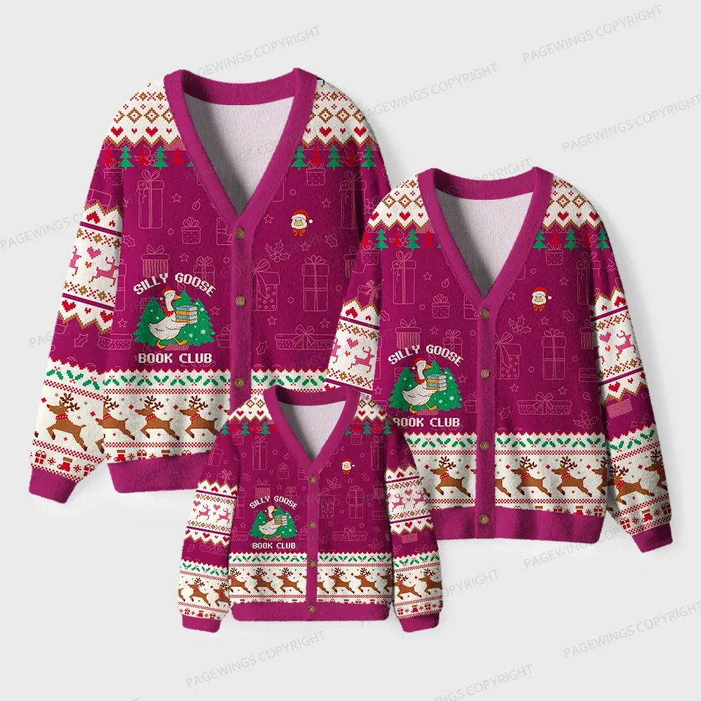 Pagewings Silly Goose Book Club Unisex Ugly Cardigan Sweaters