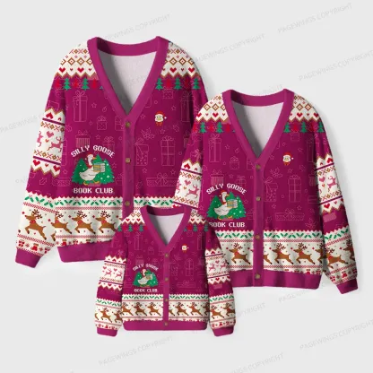 Pagewings Silly Goose Book Club Unisex Ugly Cardigan Sweaters
