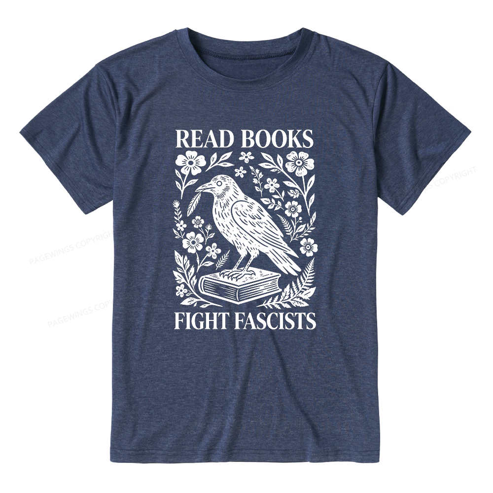 Pagewings Read Books Fight Fascists Unisex Heather T-Shirt