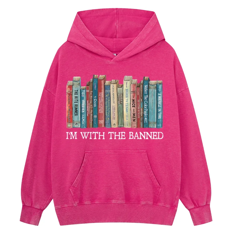 Pagewings I'm With The Banned Unisex Washed Hoodie
