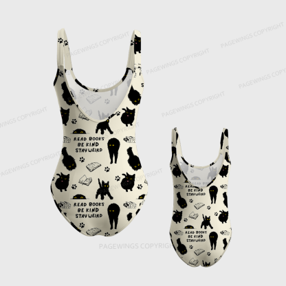 Pagewings Read Books Be Kind Stay Weird One-Piece Swimsuit 