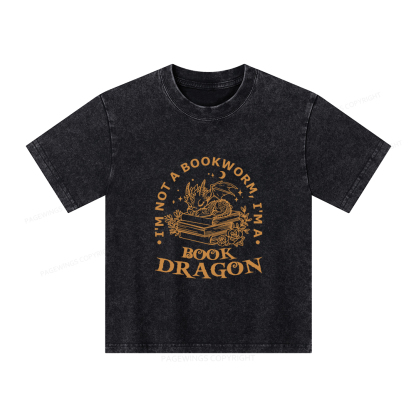 Pagewings I’m Not A Bookworm I’m A Book Dragon Unisex Kids Washed T-shirt