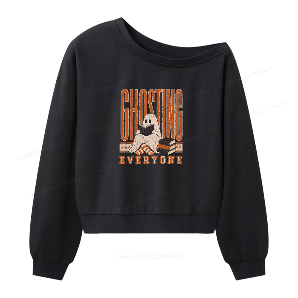 Pagewings Halloween Ghosts Women Off Shoulder Sweatshirt