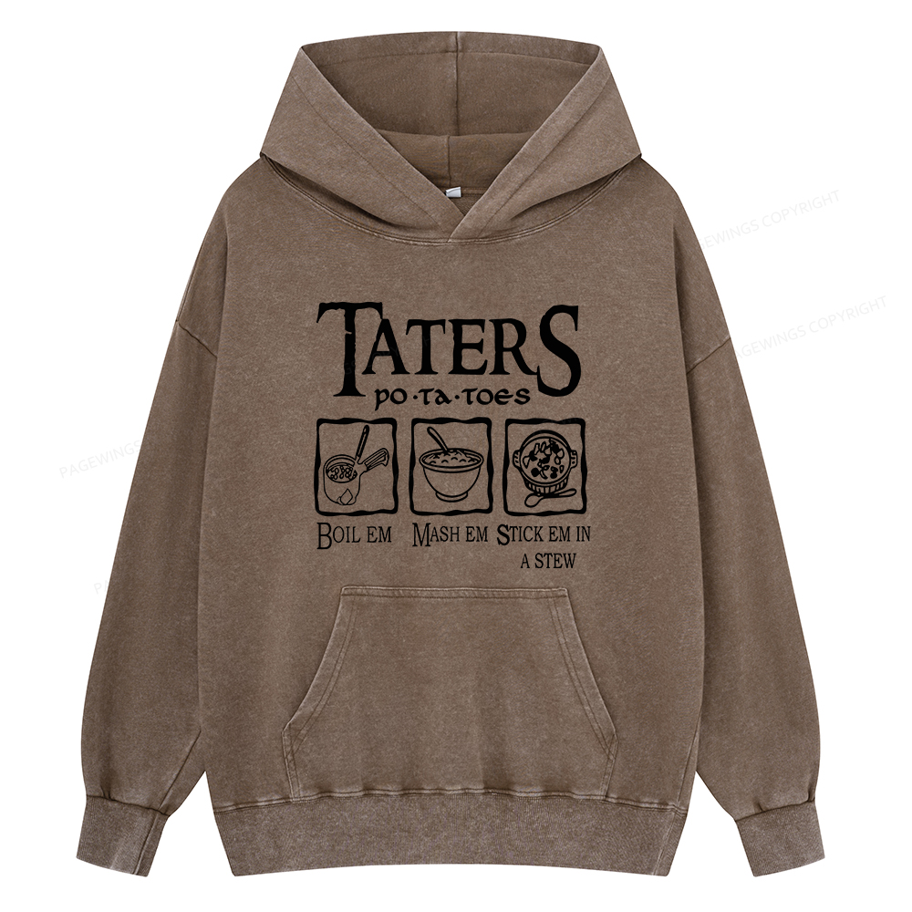 Pagewings Taters PoTaToes Unisex Washed Hoodie