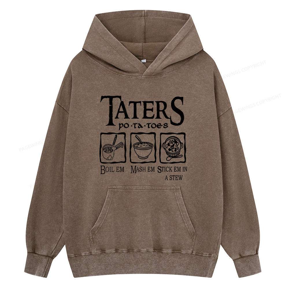 Pagewings Taters PoTaToes Unisex Washed Hoodie