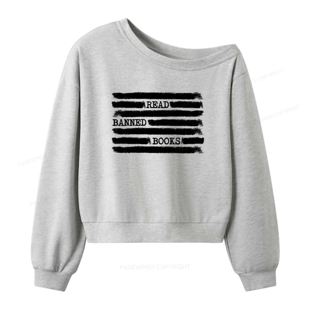 Pagewings Read Banned Books Women Off Shoulder Sweatshirt
