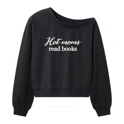 Pagewings Hot Moms Read Books Women Off Shoulder Sweatshirt