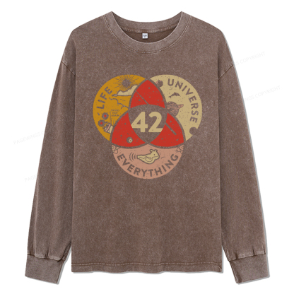 Pagewings 42 The Answer To Life The Universe And Everything Unisex Washed Long Sleeve T-shirt