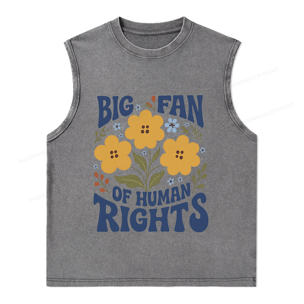 Pagewings Big Fan of Human Rights Unisex Washed Tank Top