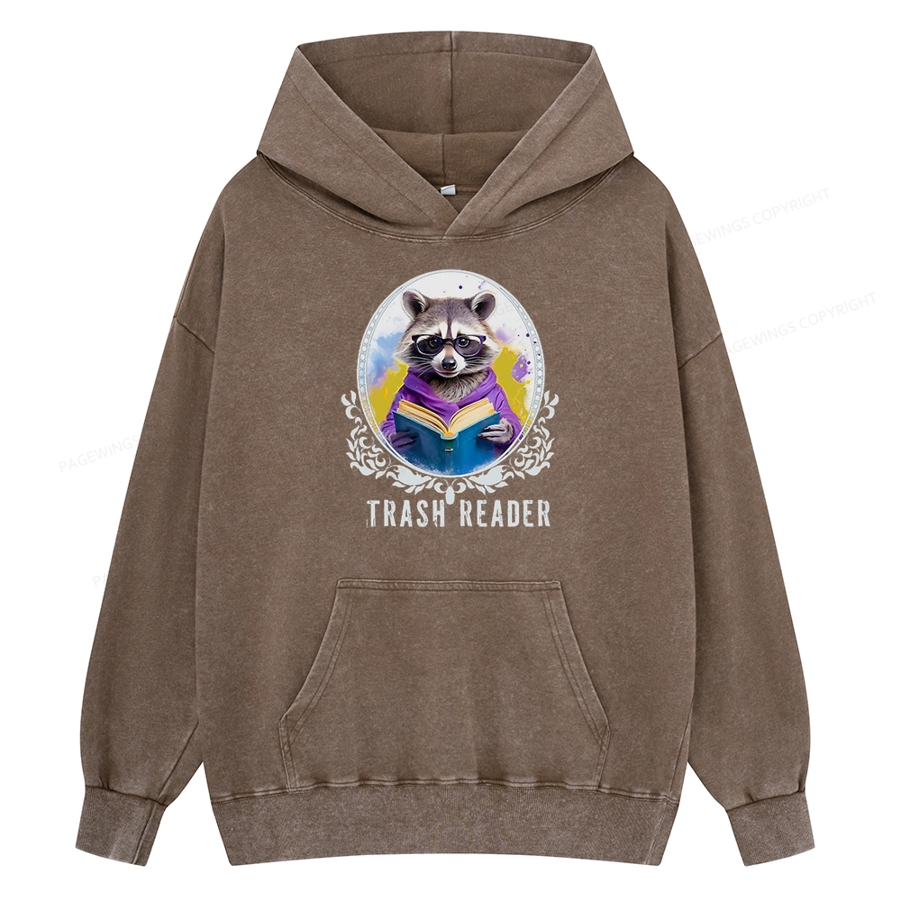 Pagewings Trash Reader Unisex Washed Hoodie