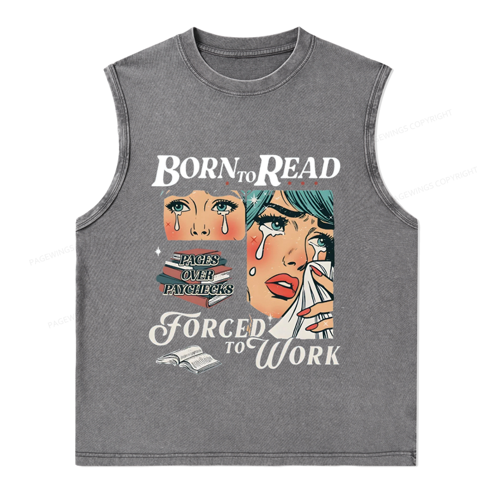 Pagewings Born To Read Bookish Unisex Washed Tank Top