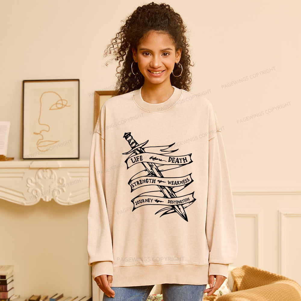 Pagewings Life Before Death Unisex Washed Sweatshirt