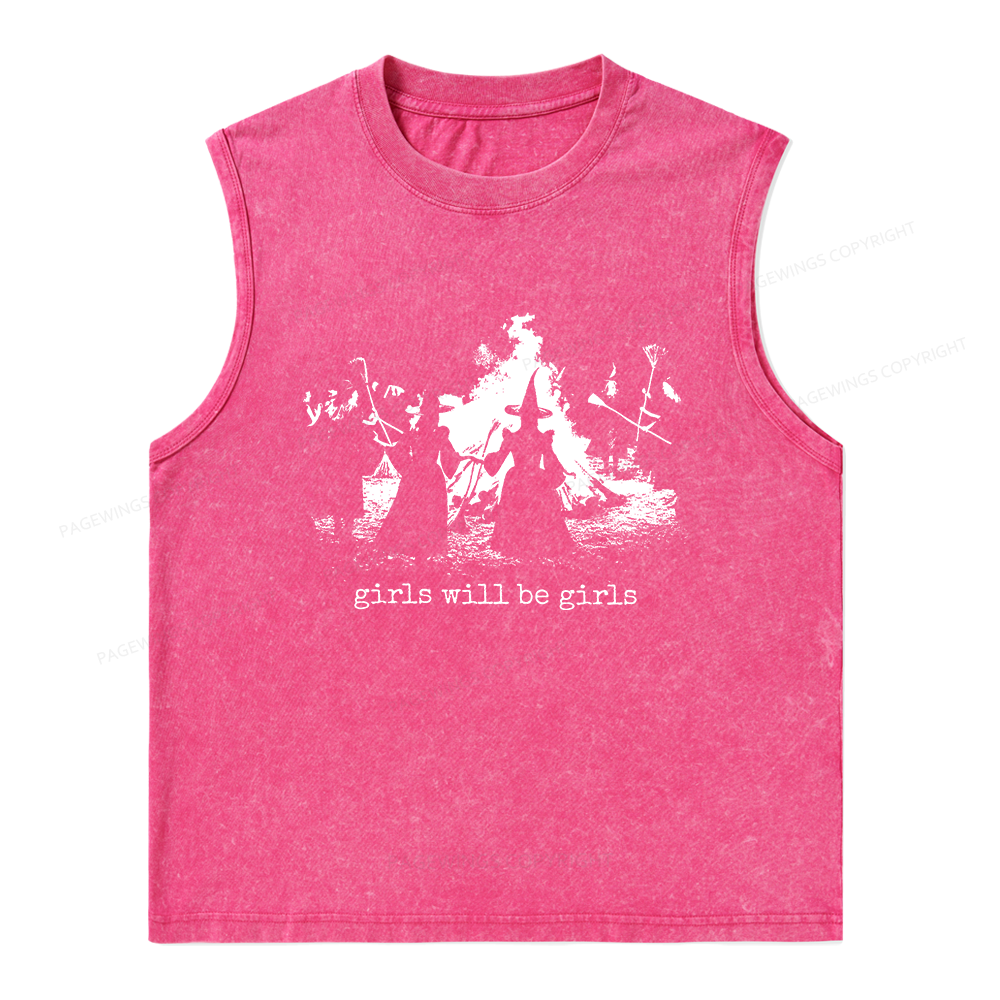 Pagewings Girls Will Be Girls Unisex Washed Tank Top