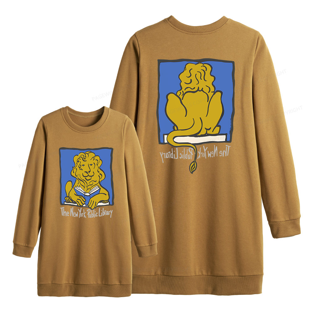 Pagewings Vintage New York Library Sweatshirt Dress