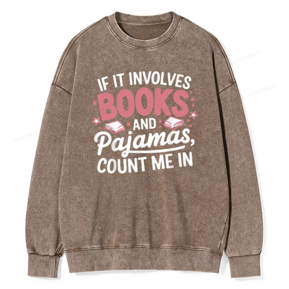 Pagewing Lover Funny Book Reading Unisex Washed Sweatshirt