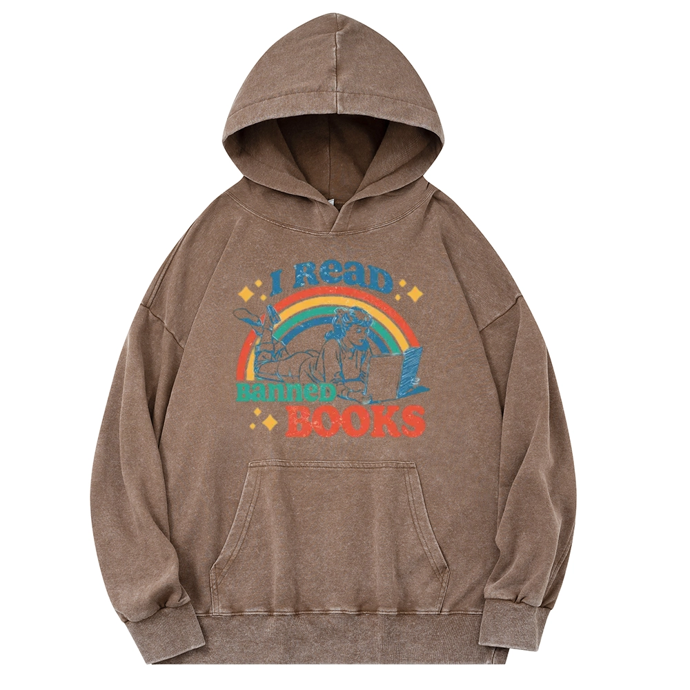 Pagewings I Read Banned Books Unisex Washed Hoodie