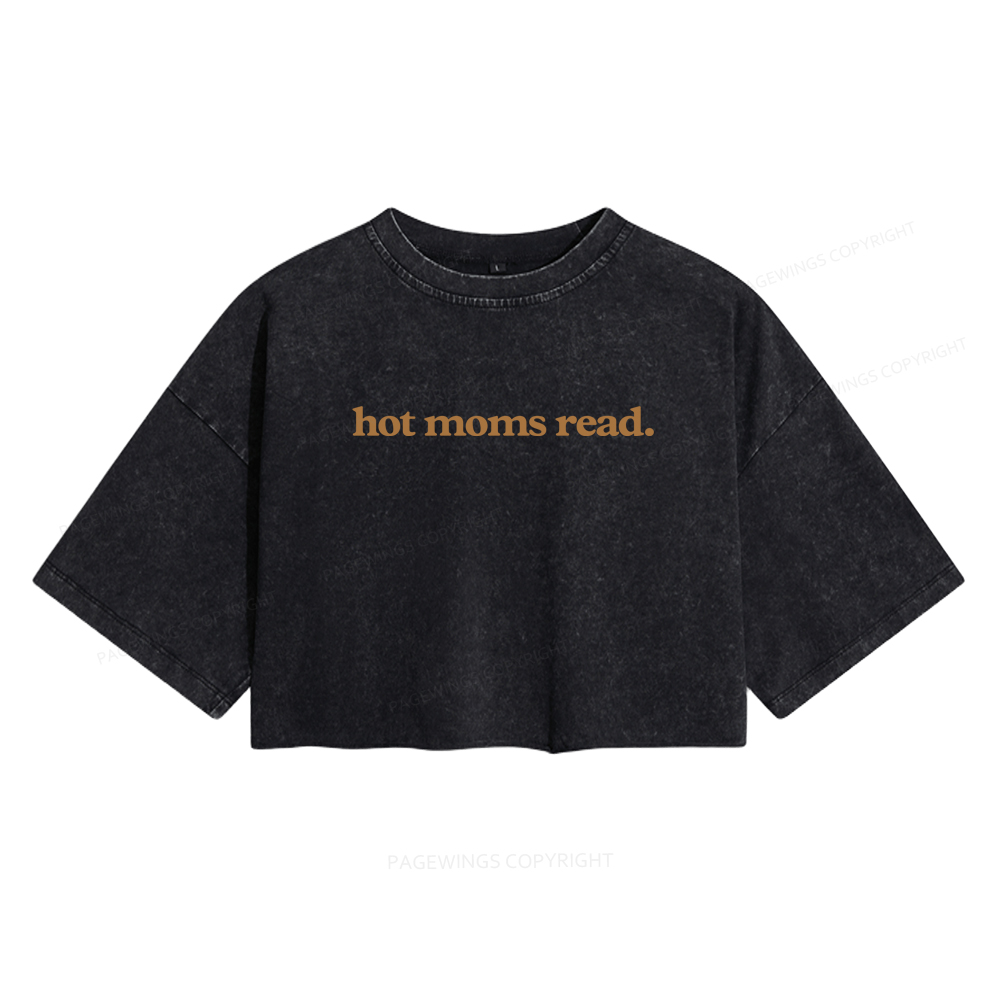 Pagewings Hot Moms Read Women's Washed Cropped T-shirt