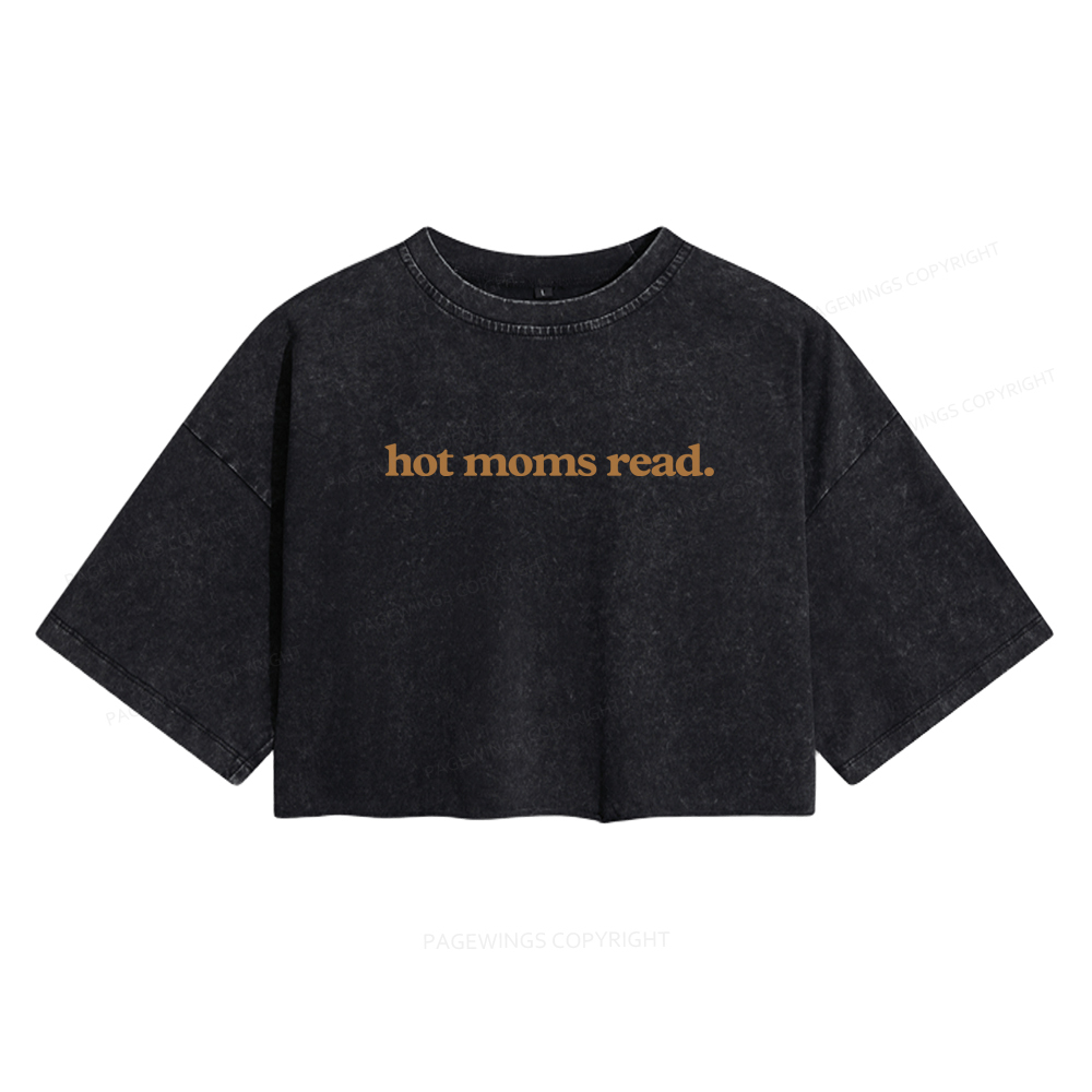 Pagewings Hot Moms Read Women's Washed Cropped T-shirt