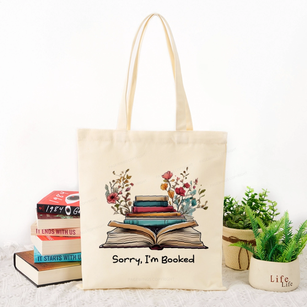 Pagewings Sorry I'm Booked Tote Bag