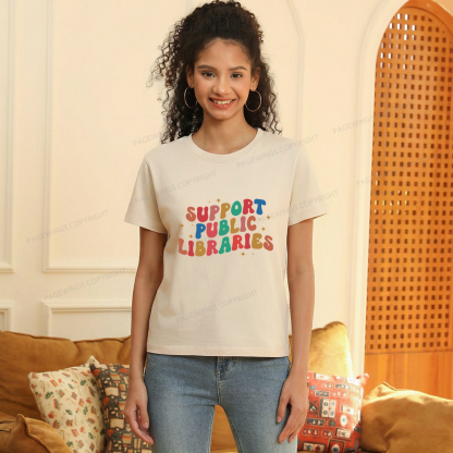 Pagewings Public Library Women's Washed T-shirt