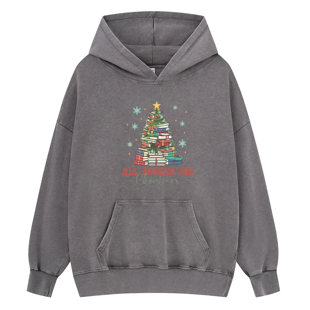 Pagewings All Booked for Christmas Unisex Washed Hoodie