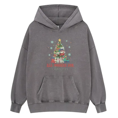 Pagewings All Booked for Christmas Unisex Washed Hoodie