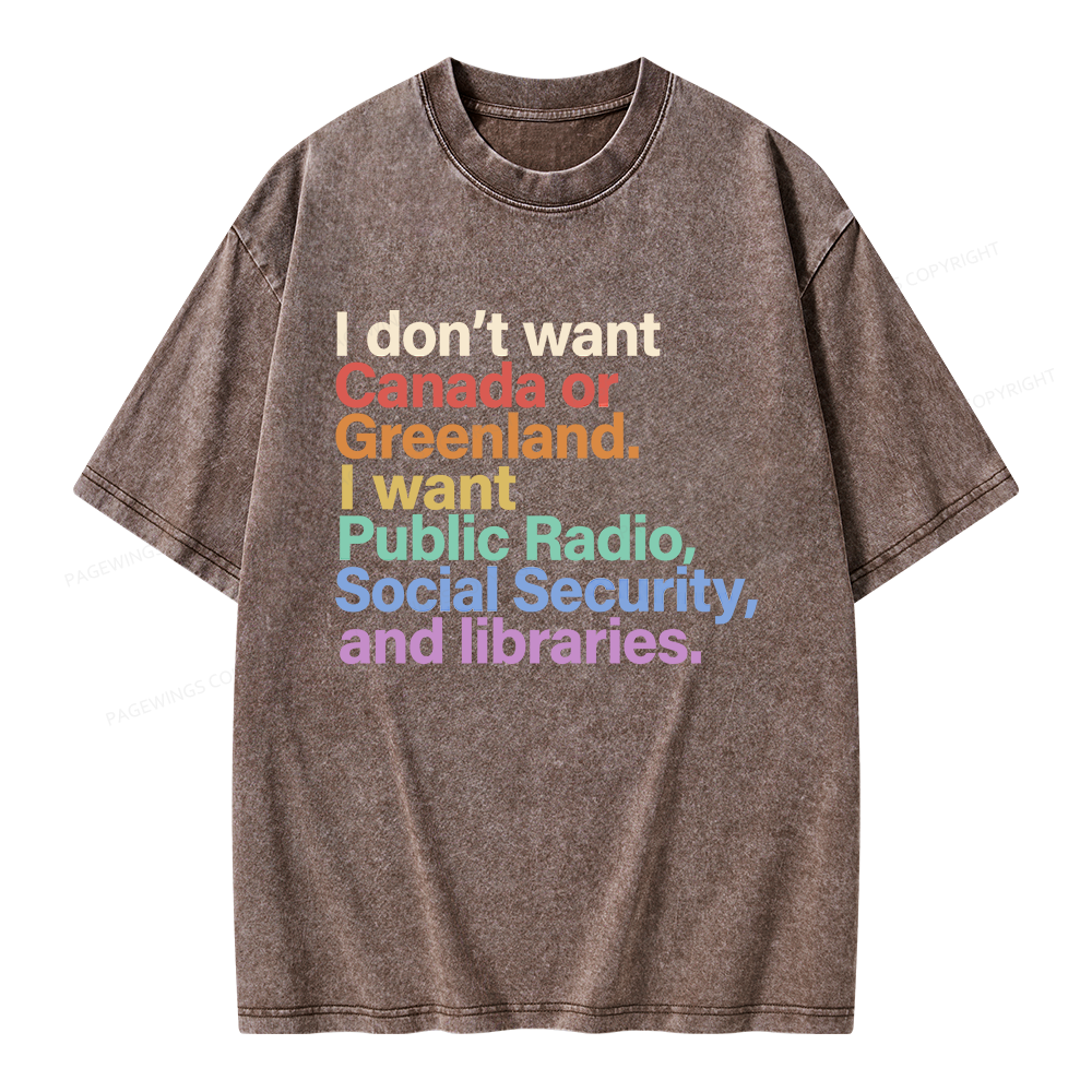 Pagewings I Want Public Libraries Unisex Washed T-shirt