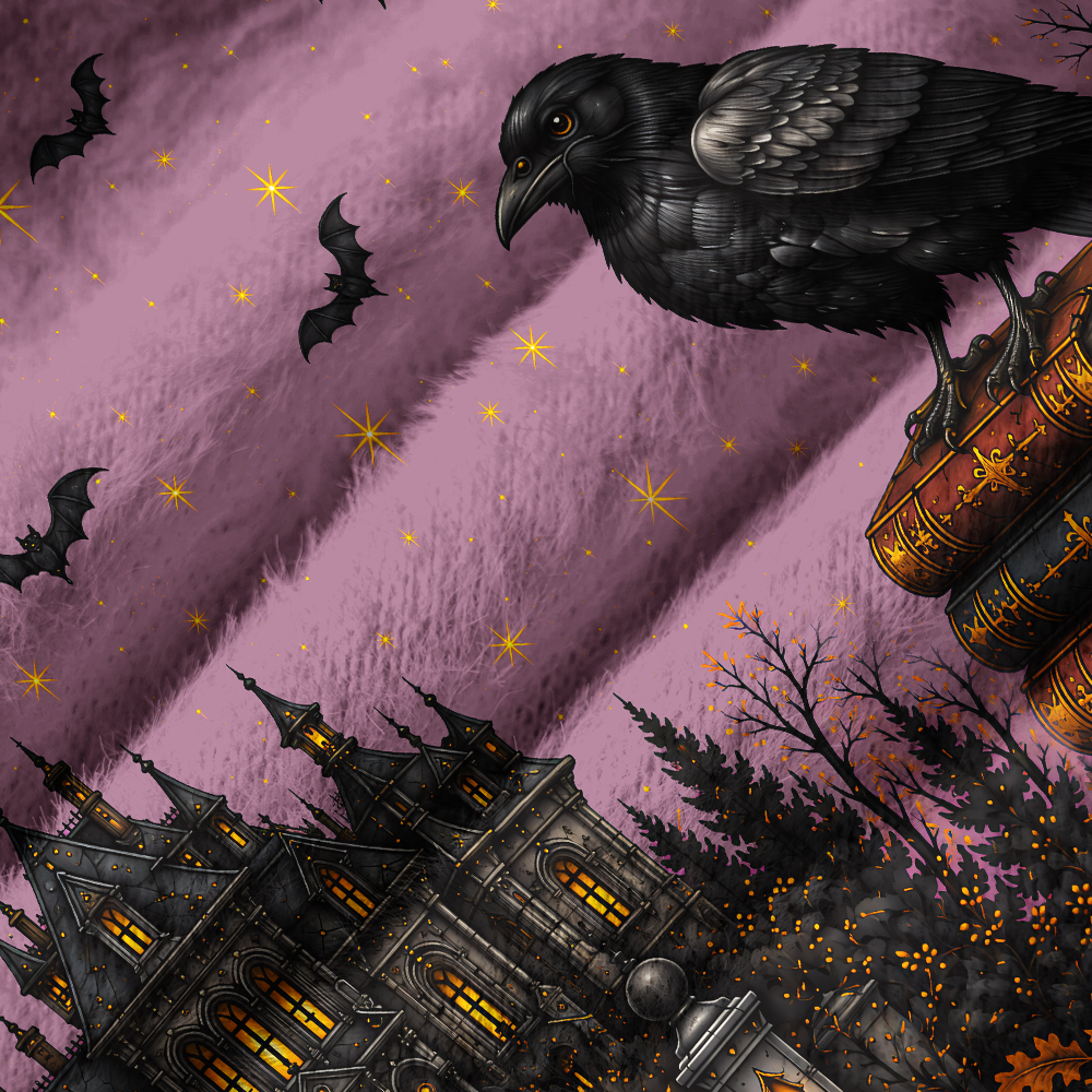 Pagewings Mysterious Reading Crow Off Shoulder Ugly Knit Sweater