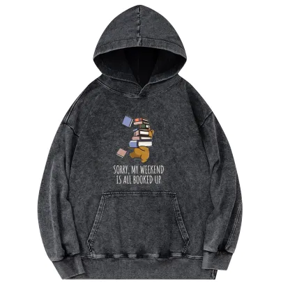 Pagewings Weekend Booked Up Unisex Washed Hoodie