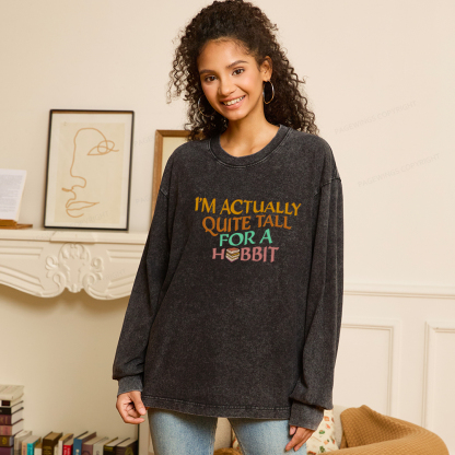 Pagewings I'm Actually Quite Tall Unisex Washed Long Sleeve T-shirt