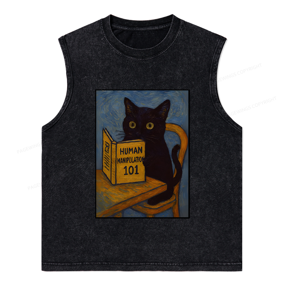 Pagewings Funny Cat Unisex Washed Tank Top