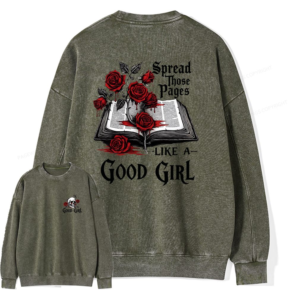 Pagewings Spread Those Pages Like a Good Girl Unisex Washed Sweatshirt