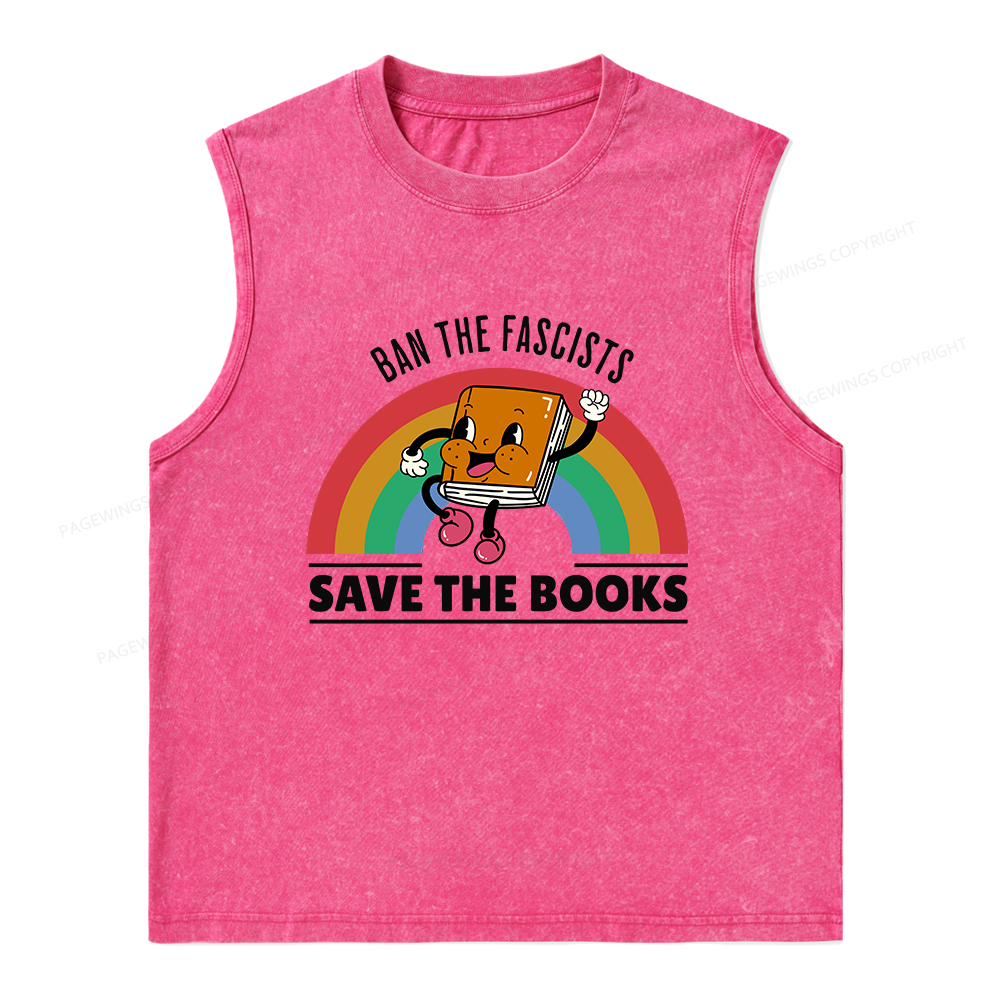 Pagewings Ban The Fascists Save The Books Unisex Washed Tank Top