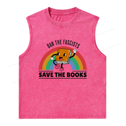 Pagewings Ban The Fascists Save The Books Unisex Washed Tank Top