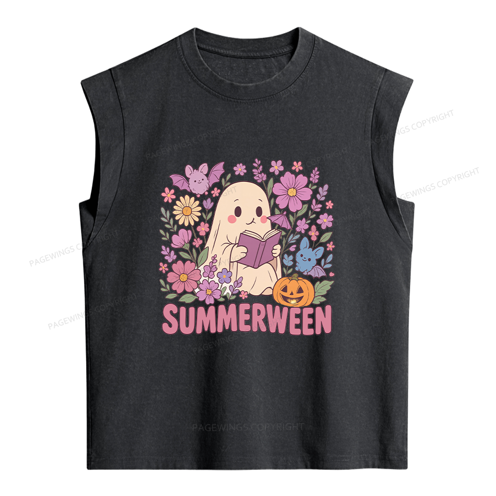 Pagewing Ghost Summerween Women's Washed Tank Top