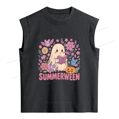Pagewing Ghost Summerween Women's Washed Tank Top