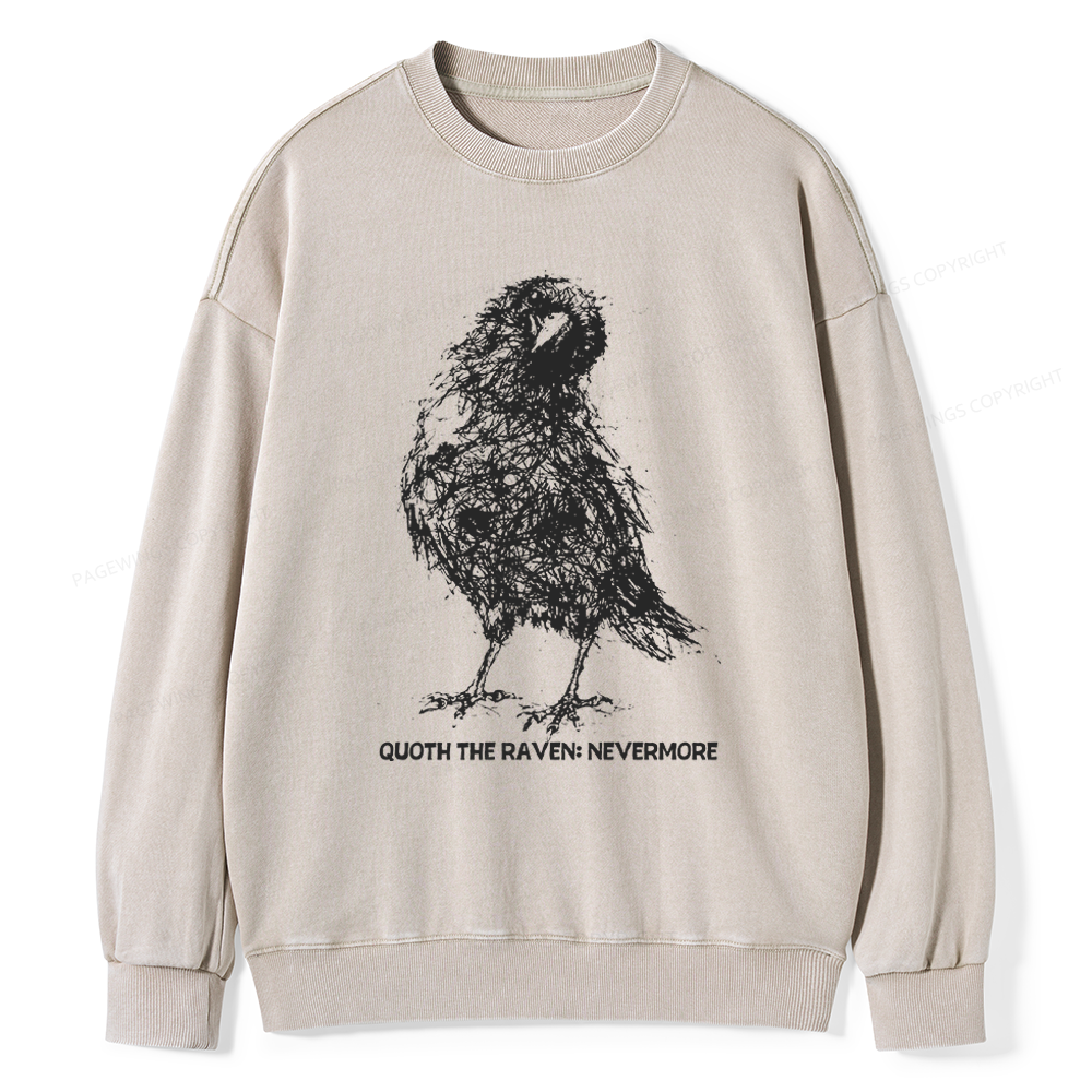 Pagewings Nevermore Crow Unisex Washed Sweatshirt