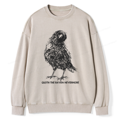 Pagewings Nevermore Crow Unisex Washed Sweatshirt
