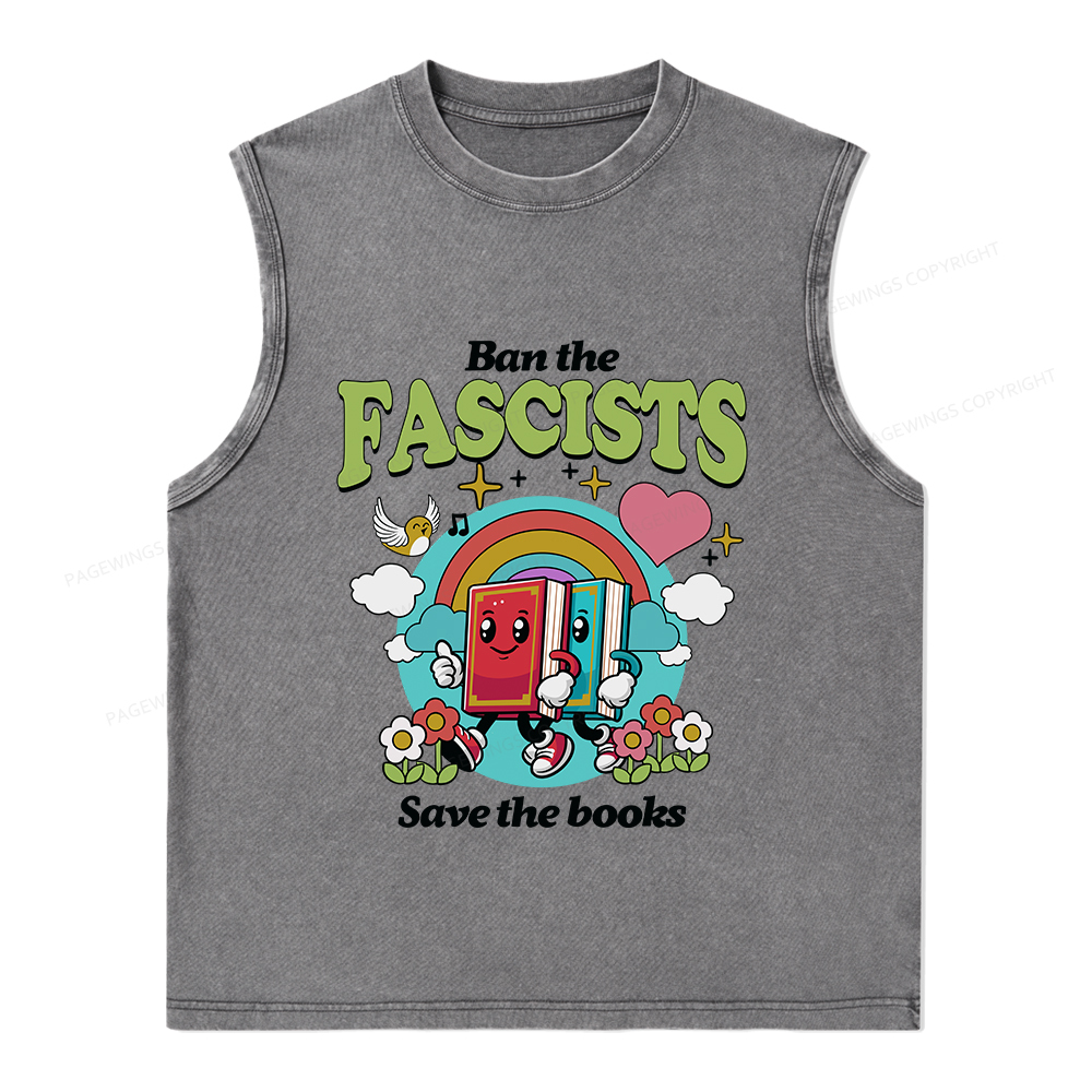 Pagewings Ban the Fascists Save the Books Unisex Washed Tank Top